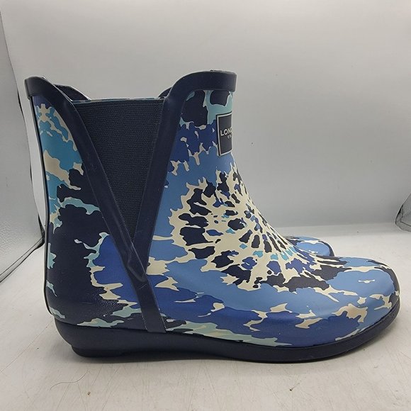 London Fog Collection Piccadilly Womens 6 Blue Tie Dye Rain Boots Outdoors - Picture 9 of 13